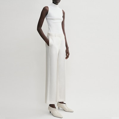 (W) TOTEME Slim-Fit Casual Cropped Pants Krim Putih - Awal Musim Luruh 2024 243WRB4511FB0065059 Purchase (W) TOTEME Slim-Fit Casual Cropped Pants Krim Putih - Awal Musim Luruh 2024 243WRB4511FB0065059