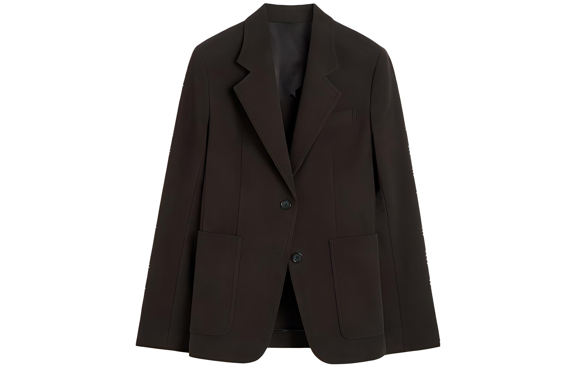 (Women) TOTEME  Slim-Fit Long Sleeve Blazer in Dark Coffee Brown. 241WRZ1048FB0171040