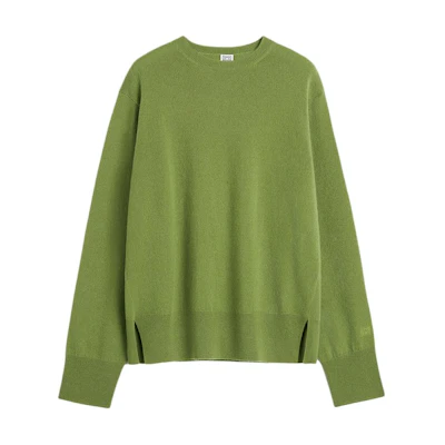 (Women) TOTEME Soft Cashmere Long-Sleeve Top Laurel Green FW24. 242WRT1734YA0016191
