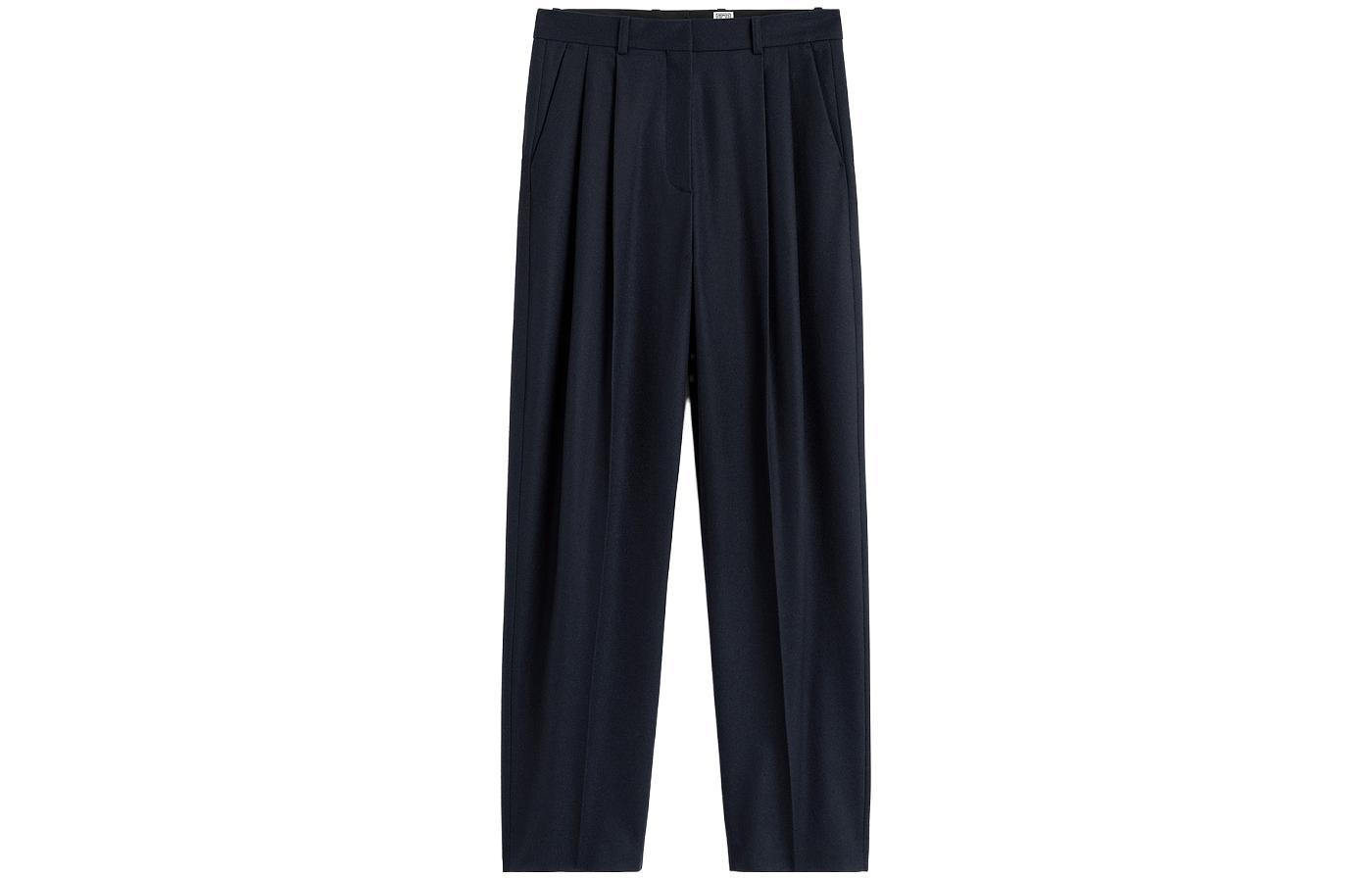(Women) TOTEME  Solid Low-Rise Straight-Leg Pants Navy Blue 234WRTWBM349FB0054016