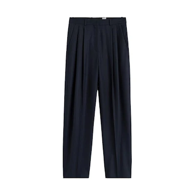 (Women) TOTEME Solid Low-Rise Straight-Leg Pants Navy Blue 234WRTWBM349FB0054016