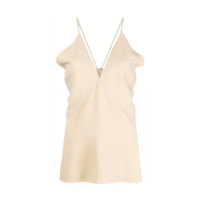 (Women) TOTEME Solid V-Neck Draped Camisole Tank Top 2335066279