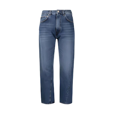 (Women) TOTEME Straight-Leg High-Waist Solid Color Jeans. 221232741405