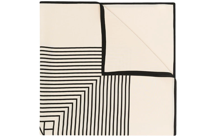 (Women) TOTEME  Stripe Print Front Logo Silk Scarf Cream White. 211853801901