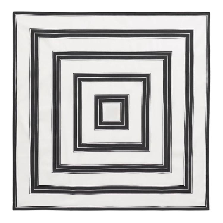 (Women) TOTEME  Striped Cotton Mulberry Silk Scarf - White 242WSC2237FB0177001