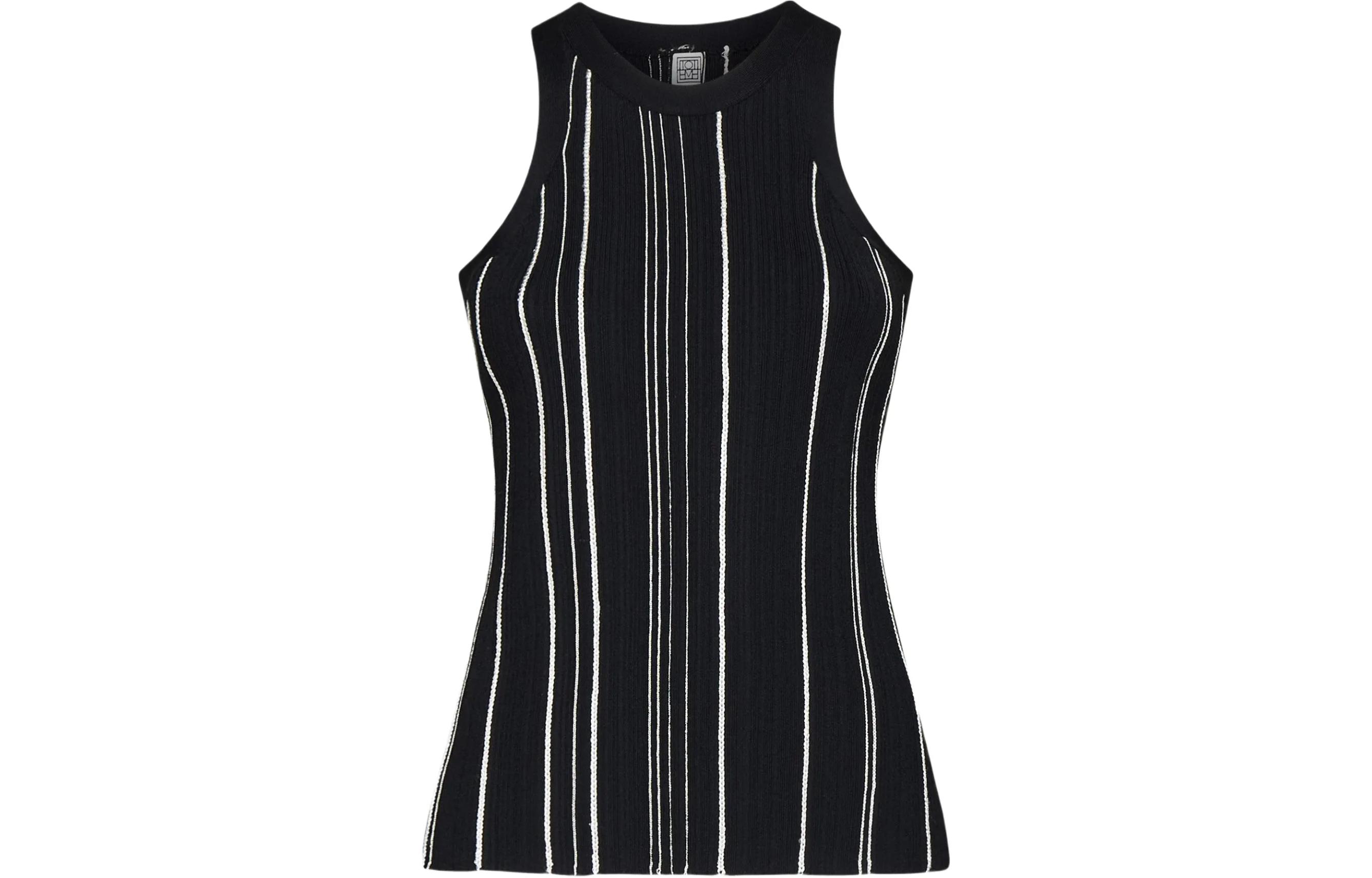 (Women) TOTEME  Striped Sleeveless Fitted Tank Top Black 242WRT2292YA0044001