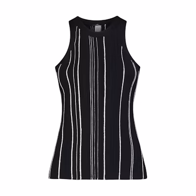 (Women) TOTEME Striped Sleeveless Fitted Tank Top Black 242WRT2292YA0044001