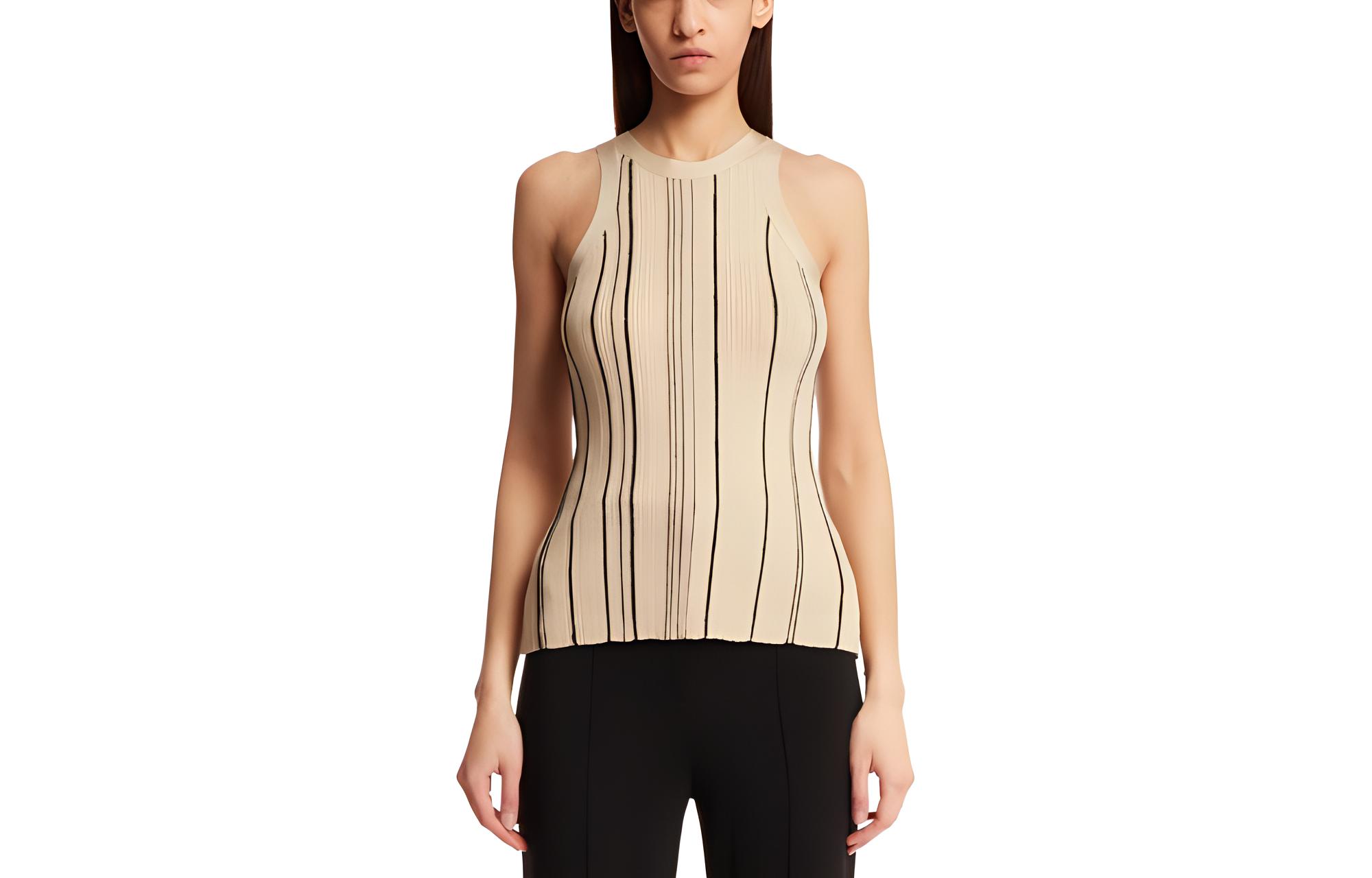 (Women) TOTEME  Striped Sleeveless Tank Top Beige 242WRT2292YA0044125