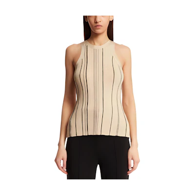 (Women) TOTEME Striped Sleeveless Tank Top Beige 242WRT2292YA0044125
