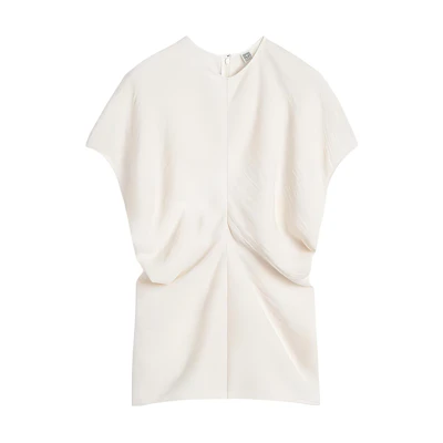 (Women) TOTEME Textured Crinkle Short Sleeve T-Shirt Cream 2024 Early Fall. 243WRT0331FB0199055