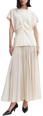 (W) TOTEME Kemeja-T Lengan Pendek Bertekstur Crinkle Krim Musim Luruh Awal 2024. 243WRT0331FB0199055 Lookbook (W) TOTEME Kemeja-T Lengan Pendek Bertekstur Crinkle Krim Musim Luruh Awal 2024. 243WRT0331FB0199055