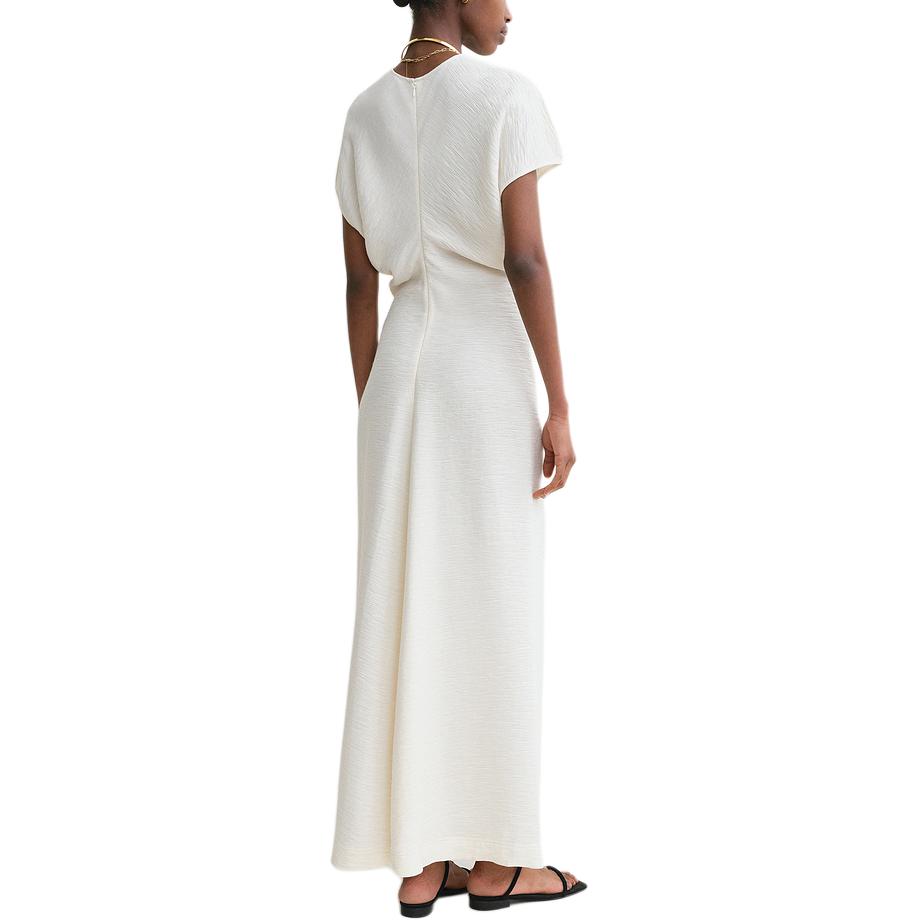 Shop (W) TOTEME 纹理褶皱短袖长裙 米白色 2024早秋款 243WRD1103FB0199055