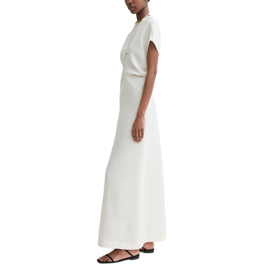 Purchase (W) TOTEME 纹理褶皱短袖长裙 米白色 2024早秋款 243WRD1103FB0199055