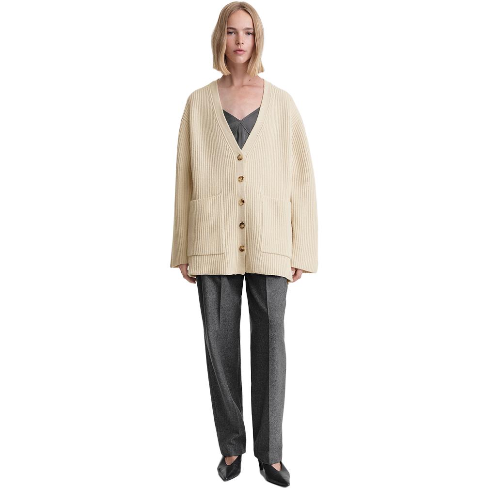 Lookbook (W) TOTEME V領石灰色羅紋針織休閒毛衣 長袖 234WRTWTP162YA0007009