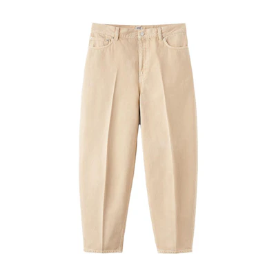 (Women) TOTEME Washed Beige Wide-Leg Tapered Cotton Jeans 2332037748870