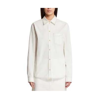 (Women) TOTEME White Long-Sleeve Button-Up Collared Shirt. 243WRT0341FB0104047