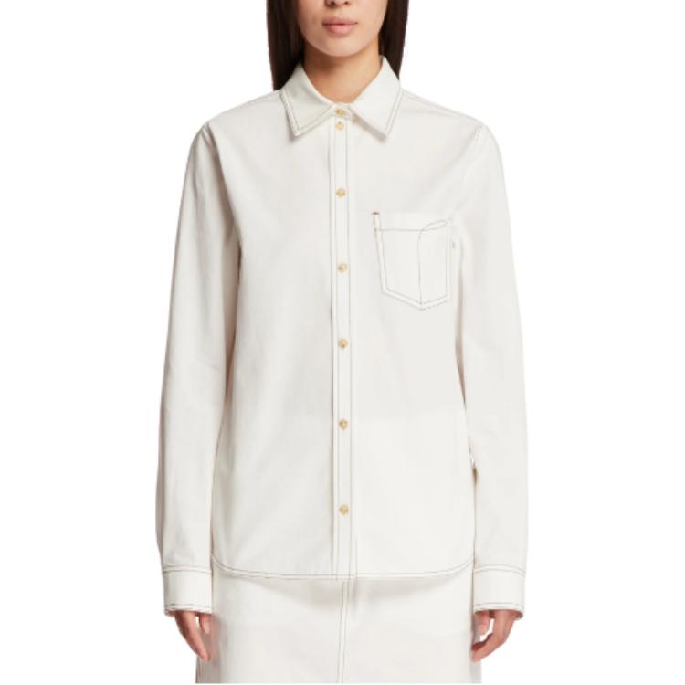 Order (W) TOTEME 白色長袖扣式襯衫長袖襯衫 243WRT0341FB0104047