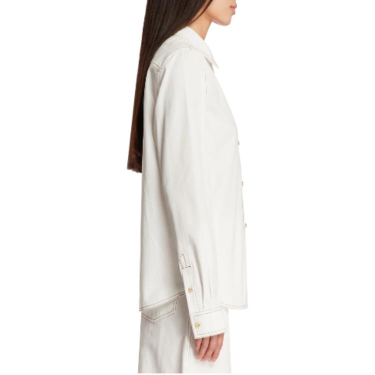 Shop (W) TOTEME 白色長袖扣式襯衫長袖襯衫 243WRT0341FB0104047