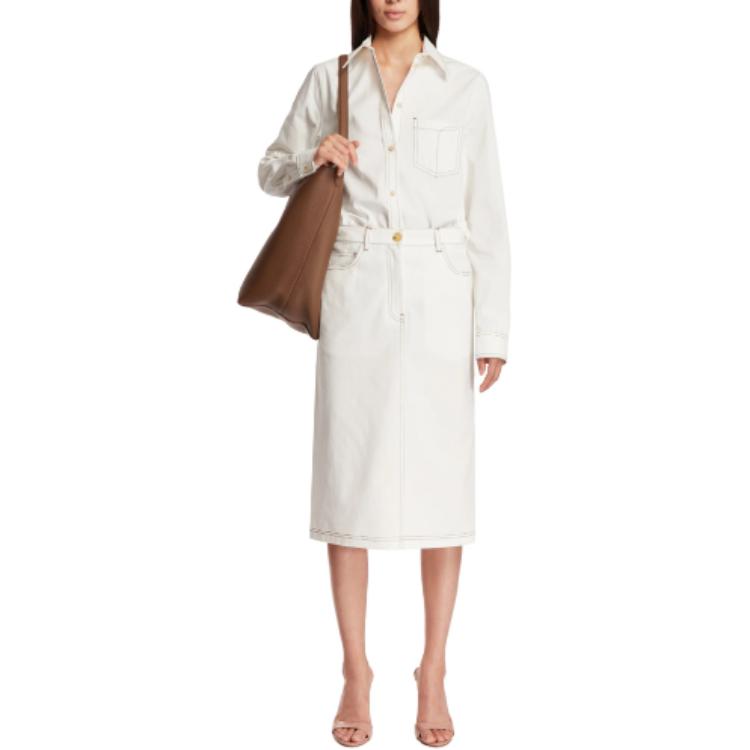 Purchase (W) TOTEME 白色長袖扣式襯衫長袖襯衫 243WRT0341FB0104047