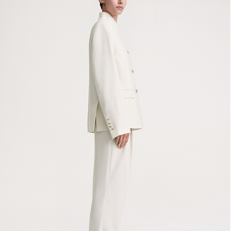 Shop (W) TOTEME 白色单排扣长袖西装休闲衬衫. 241WRZ1063FB0065007