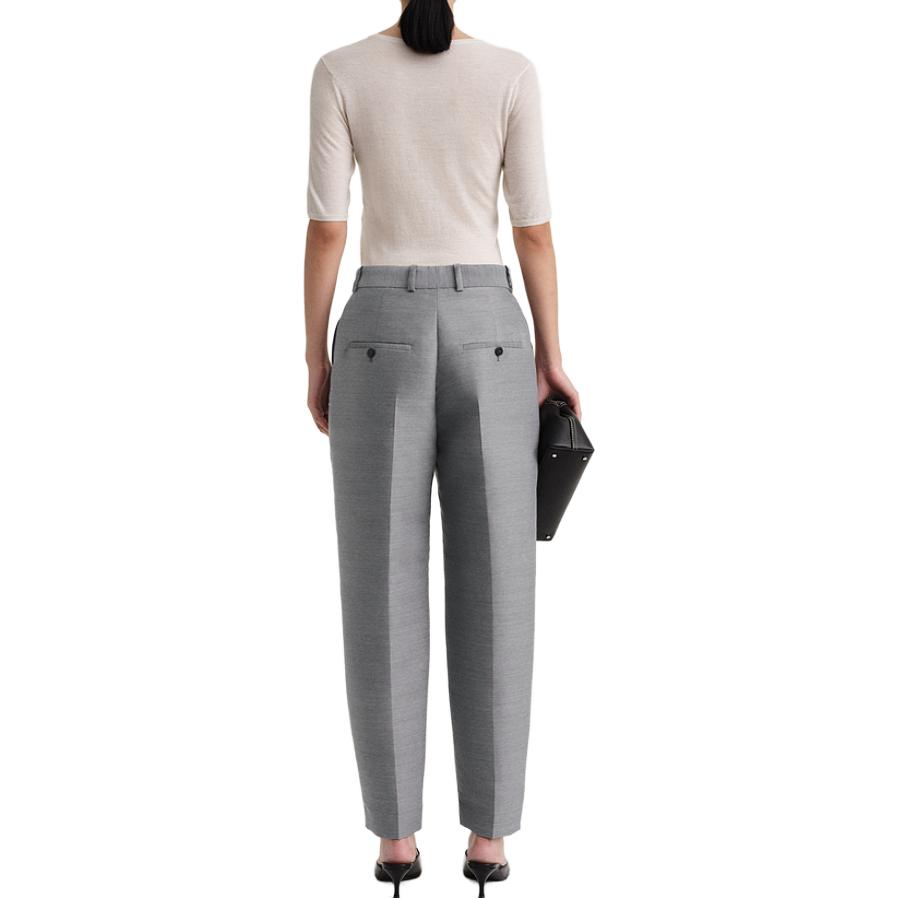 Shop (W) TOTEME Seluar Potongan Tirus Pinggang Tinggi Campuran Wol Biru Keluli 2312007250302