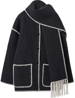 (W) TOTEME 深灰色羊毛單排扣大衣附圍巾 221117709359 Order (W) TOTEME 深灰色羊毛單排扣大衣附圍巾 221117709359