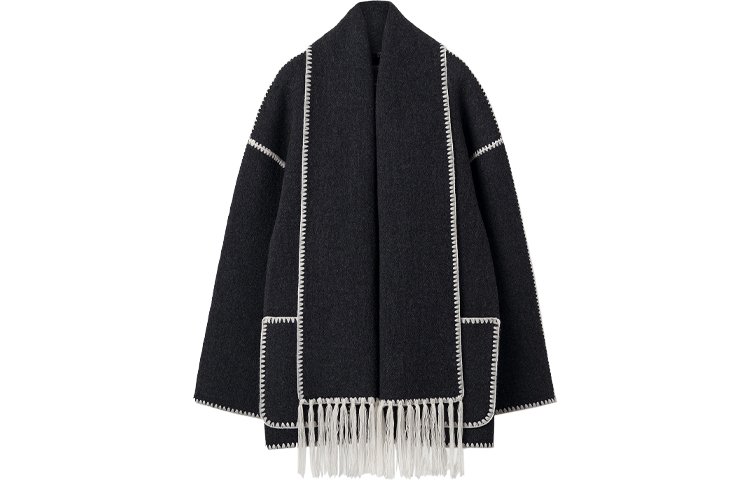 Lookbook (W) TOTEME 深灰色羊毛單排扣大衣附圍巾 221117709359