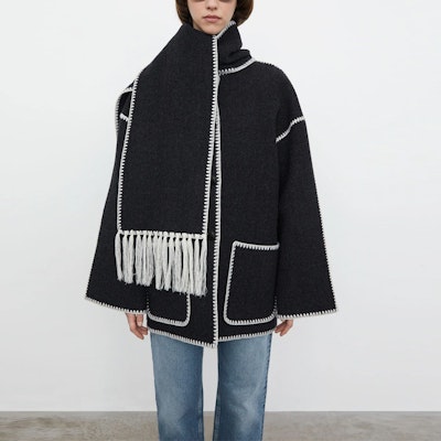 (W) TOTEME 深灰色羊毛單排扣大衣附圍巾 221117709359 Purchase (W) TOTEME 深灰色羊毛單排扣大衣附圍巾 221117709359