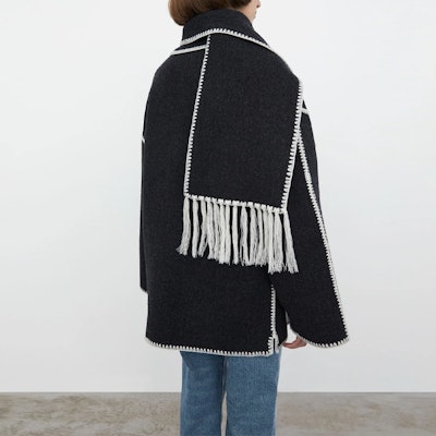 (W) TOTEME 深灰色羊毛單排扣大衣附圍巾 221117709359 Details for (W) TOTEME 深灰色羊毛單排扣大衣附圍巾 221117709359