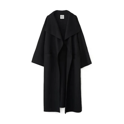 (Women) Toteme Annecy Double-Layer Wool Midi Coat with Side Slits Women’s Black. 211110717200