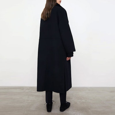 (W) Abrigo midi negro de lana de doble capa Toteme Annecy con aberturas laterales mujer. 211110717200 Shop (W) Abrigo midi negro de lana de doble capa Toteme Annecy con aberturas laterales mujer. 211110717200