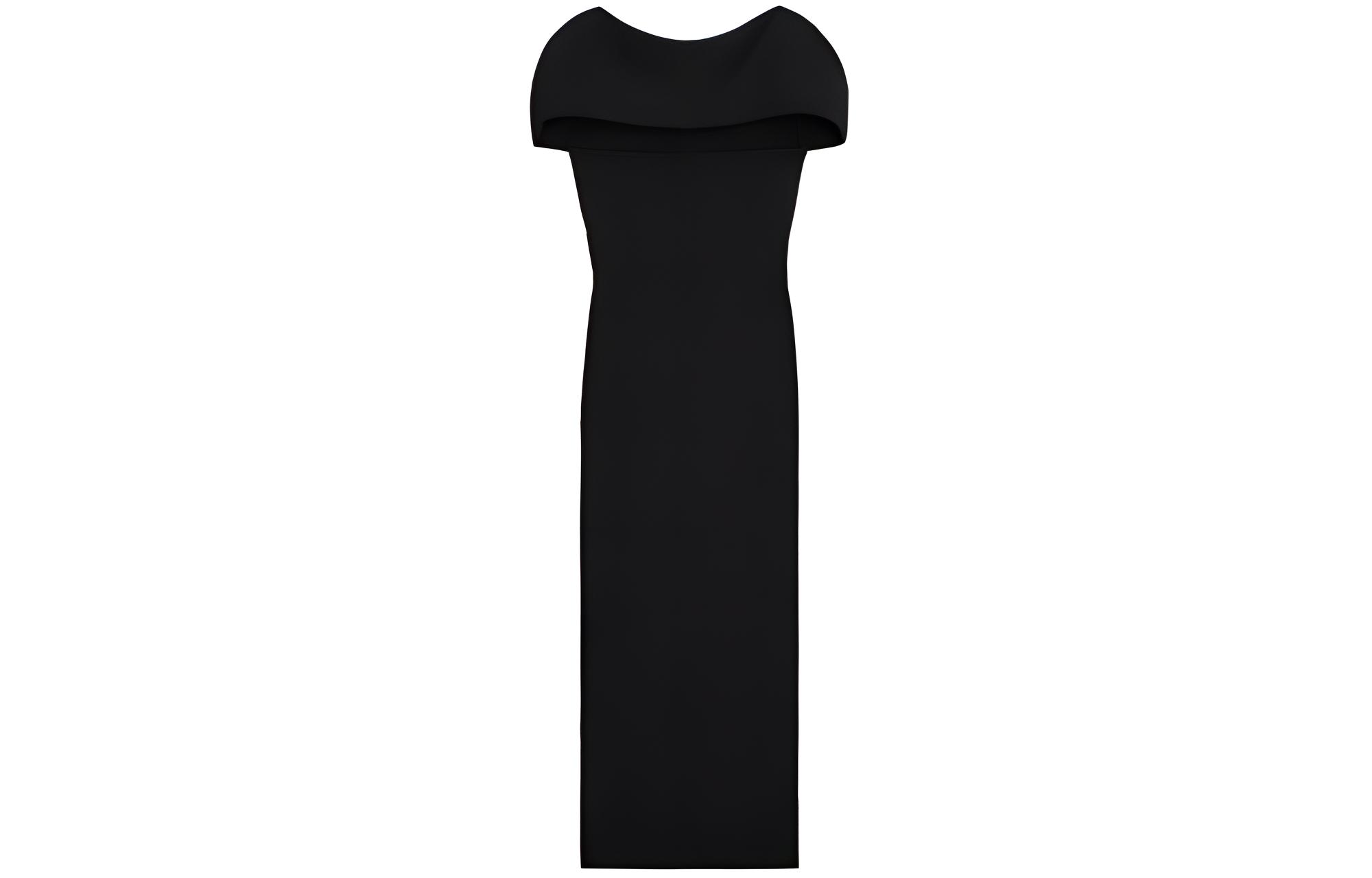 (Women) TOTEME Backless Fitted Knit Short Sleeve Dress  Black 241WRD1093YA0028001