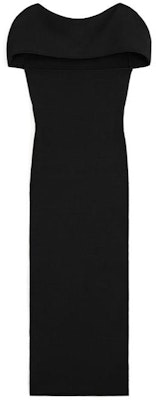 (W) TOTEME Gaun Hitam Belakang Terbuka Lengan Pendek Knit Fitted. 241WRD1093YA0028001 Order (W) TOTEME Gaun Hitam Belakang Terbuka Lengan Pendek Knit Fitted. 241WRD1093YA0028001