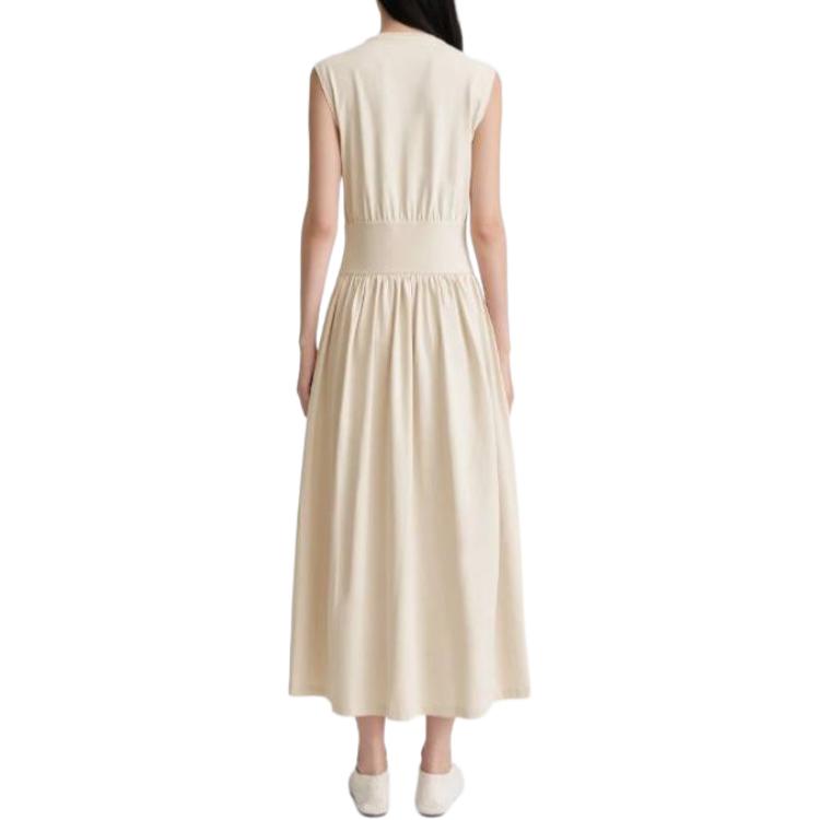 Purchase (W) TOTEME Gaun Midi Beige Tanpa Lengan Lipat A-Line Wanita 242WRD1783FB0093087