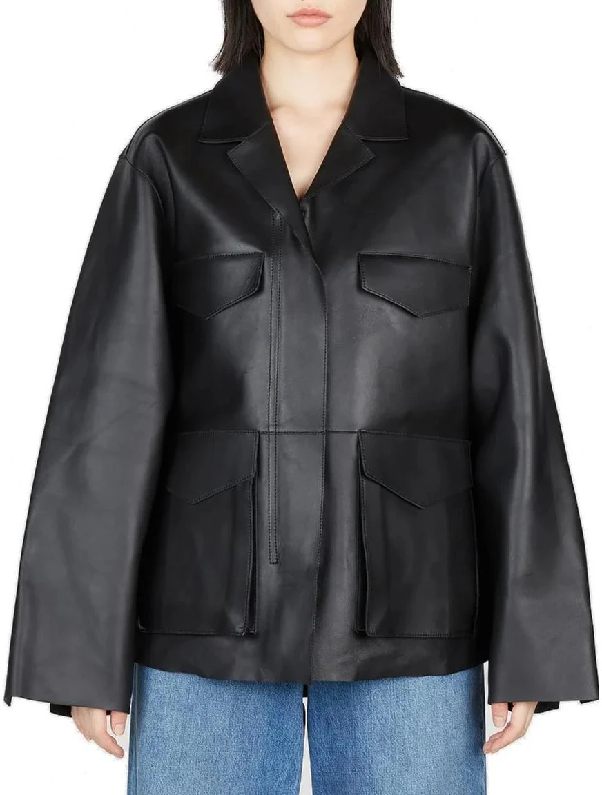 women-toteme-black-loose-fit-zip-up-jacket-with-turn-down-collar-233108737200