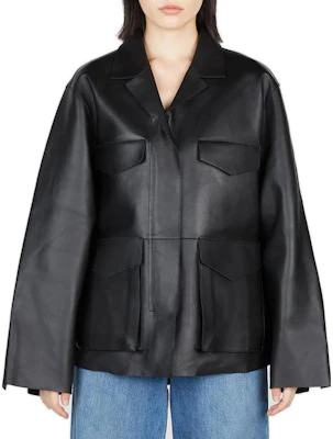 (Women) TOTEME Black Loose Fit Zip-Up Jacket with Turn-Down Collar 233108737200 Buy (Women) TOTEME Black Loose Fit Zip-Up Jacket with Turn-Down Collar 233108737200