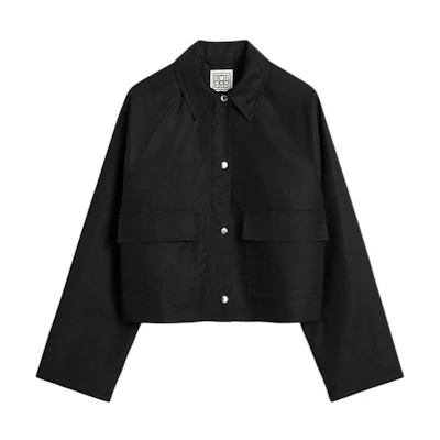 (Women) TOTEME Black Relaxed-Fit Jacket with Raglan Sleeves for Fall 2024 243WRO0129FB0198001