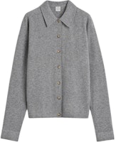 (Women) TOTEME Fall 24 Soft Oversized Cashmere Cardigan in Heather Gray. 243WRT0347YA0016074 (Women) TOTEME Fall 24 Soft Oversized Cashmere Cardigan in Heather Gray. 243WRT0347YA0016074