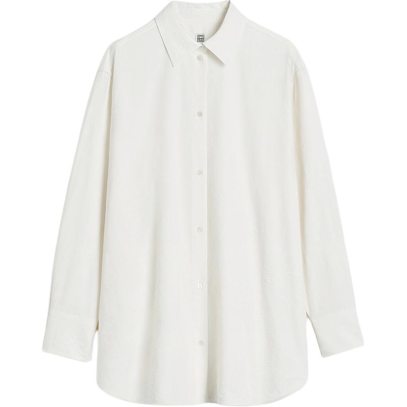 Order (W) TOTEME Baju Putih Wanita Lengan Panjang Tekstur Jacquard Bunga 243WRT1415FB0121047