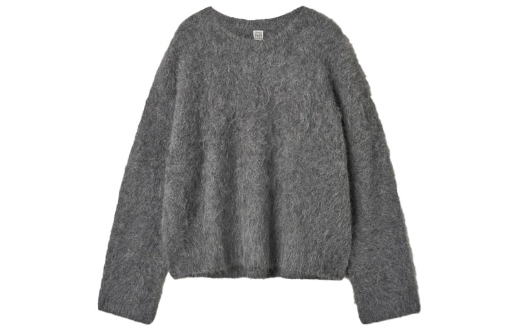 (Women) TOTEME FW21  Alpaca Blend Ribbed Crewneck Knit Sweater Dark Gray 214574757359