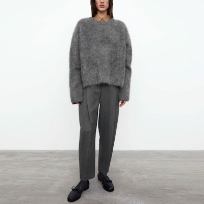 (W) TOTEME FW21 羊驼毛混纺罗纹圆领针织毛衣 深灰色 214574757359 Lookbook (W) TOTEME FW21 羊驼毛混纺罗纹圆领针织毛衣 深灰色 214574757359
