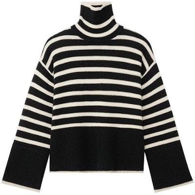 (W) TOTEME FW21 黑色羊毛高領條紋毛衣 白色條紋設計 212562758210 Buy (W) TOTEME FW21 黑色羊毛高領條紋毛衣 白色條紋設計 212562758210