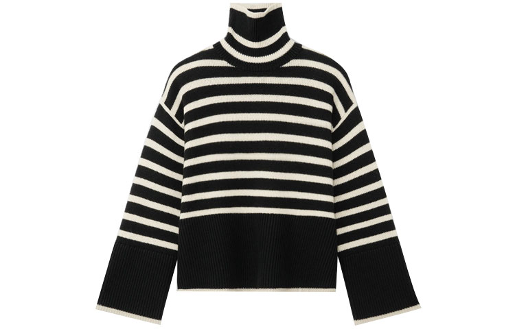 Order (W) TOTEME FW21 黑色羊毛高領條紋毛衣 白色條紋設計 212562758210