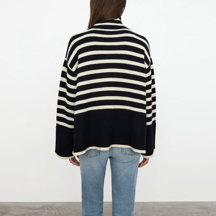 Shop (W) TOTEME FW21 黑色羊毛高領條紋毛衣 白色條紋設計 212562758210