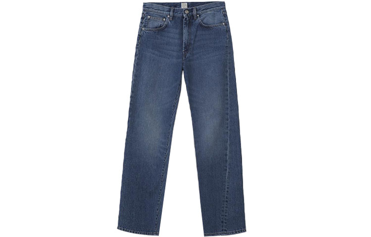 (Women) TOTEME FW21  Straight-Leg Jeans Dark Blue with Original Logo Patch. 211-232-742-480