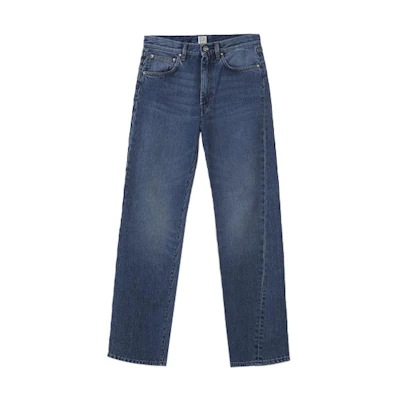 (Women) TOTEME FW21 Straight-Leg Jeans Dark Blue with Original Logo Patch. 211-232-742-480