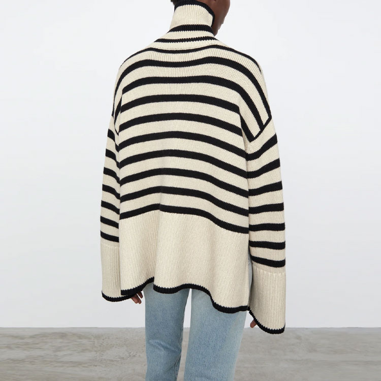 Shop (W) TOTEME FW21 Baju Sejuk Turtleneck Oversized Wanita Jalur Hitam Pasir. 212562758876