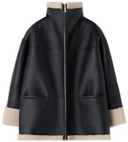 (Women) TOTEME FW21 Shearling Oversized Jacket for Women Black/Off-White. 214122606913 (Women) TOTEME FW21 Shearling Oversized Jacket for Women Black/Off-White. 214122606913