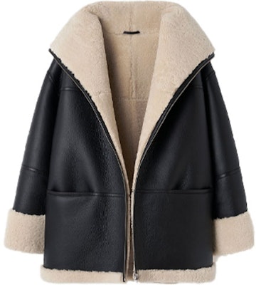 (W) Chaqueta Oversize de Shearling TOTEME FW21 para Mujer Negro/Blanco. 214122606913 Lookbook (W) Chaqueta Oversize de Shearling TOTEME FW21 para Mujer Negro/Blanco. 214122606913