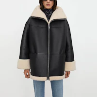 Purchase (W) TOTEME 2021秋冬女款黑色/米白色羊羔毛寬鬆外套 214122606913